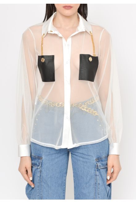 Camicia classica in tulle