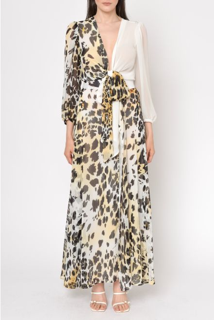 Abito maxi stampato con spacco
