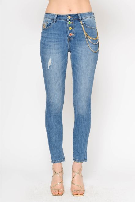 Jeans slim fit con dettagli dorati