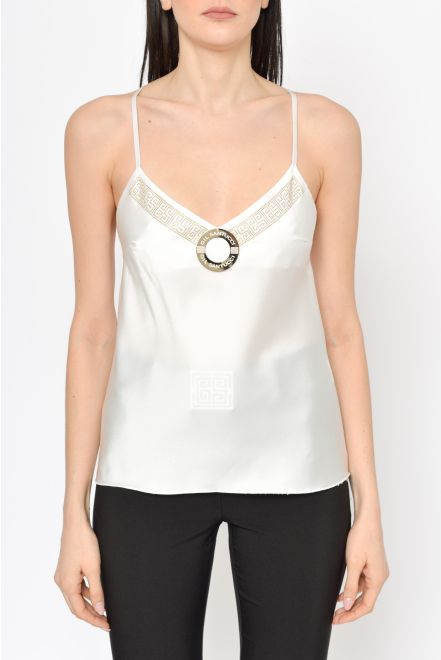 Top in raso con anella logo