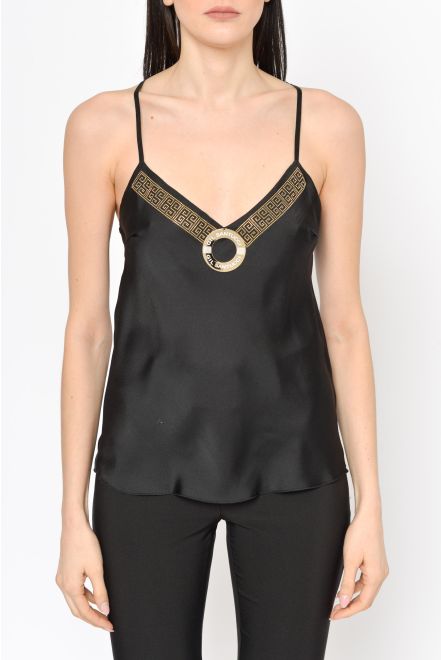 Top in raso con anella logo