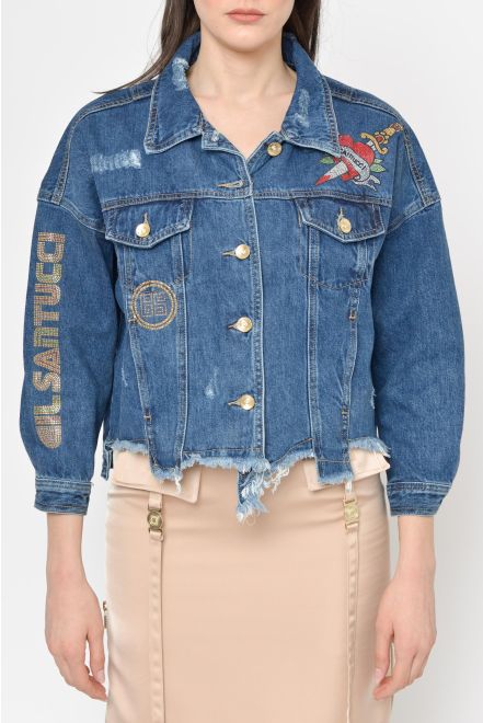 Giacca in denim con patch cuore