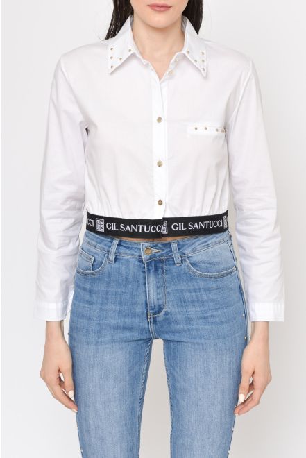 Camicia crop in popeline
