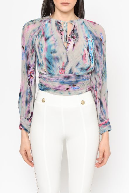 Camicia plissettata con stampa floreale