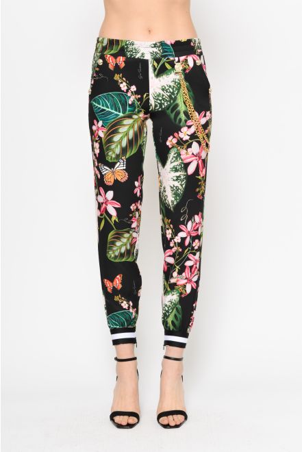 Pantalone con stampa floreale