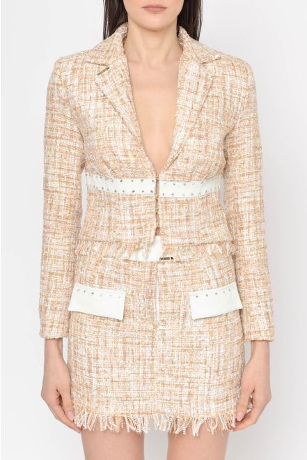 Giacca in tweed con borchie crystal