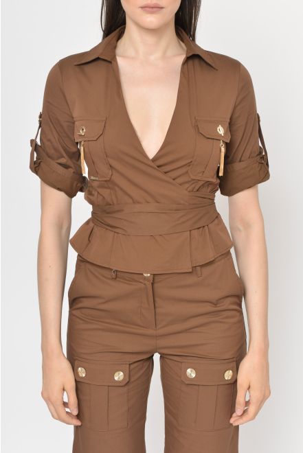 Camicia in cotone con tasche cargo