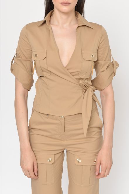Camicia in cotone con tasche cargo