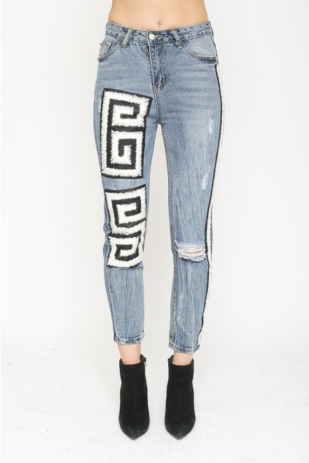 Mum jeans con GS ricamato