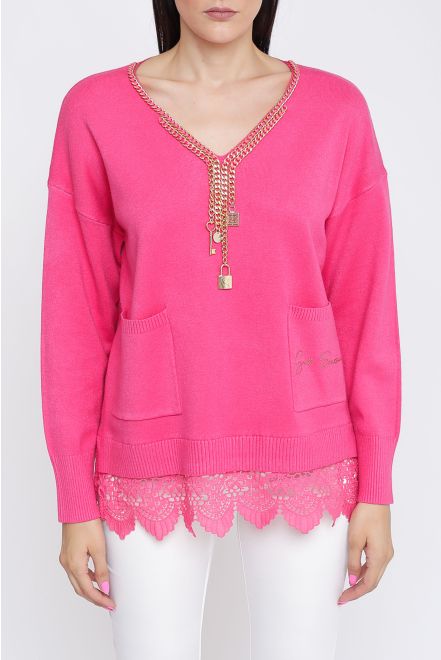 Maglia con bordo merletto