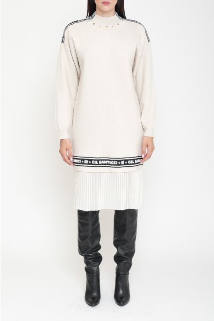 Abito in maglia con gonna plissettata