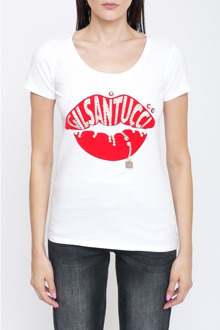 T-shirt con stampa in velluto