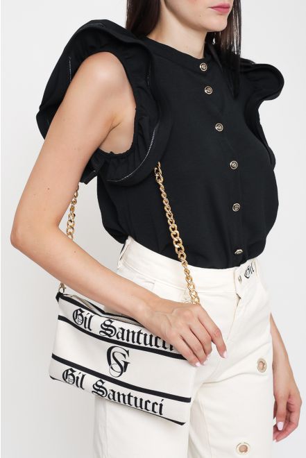 Pochette con scritta gotica logo