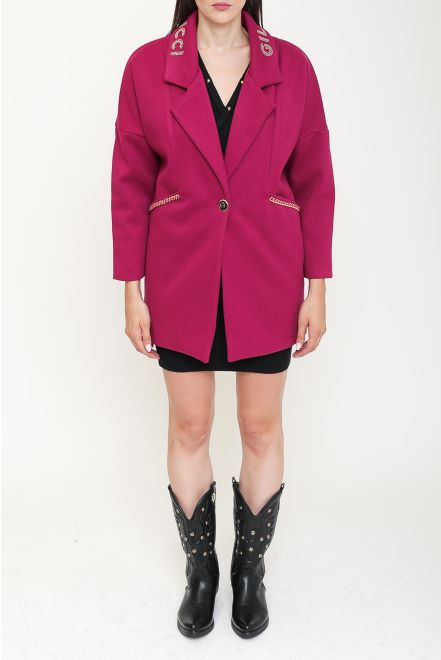 Cappotto corto con collo stampato