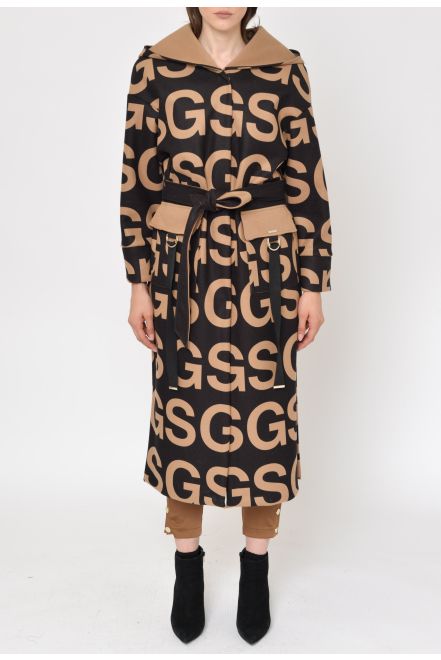 Cappotto stampato con cintura