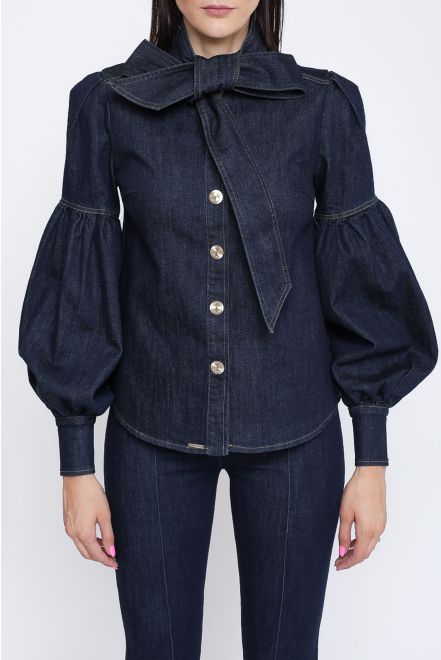 Camicia in denim con fiocco