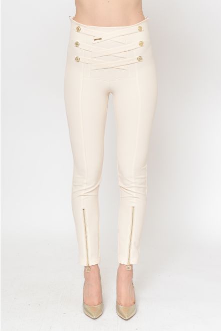 Pantalone in tecnico con cinturini incrociati