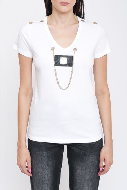 T-shirt con catena rimovibile