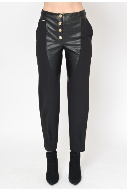 Pantalone in tecnico con inserti in ecopelle