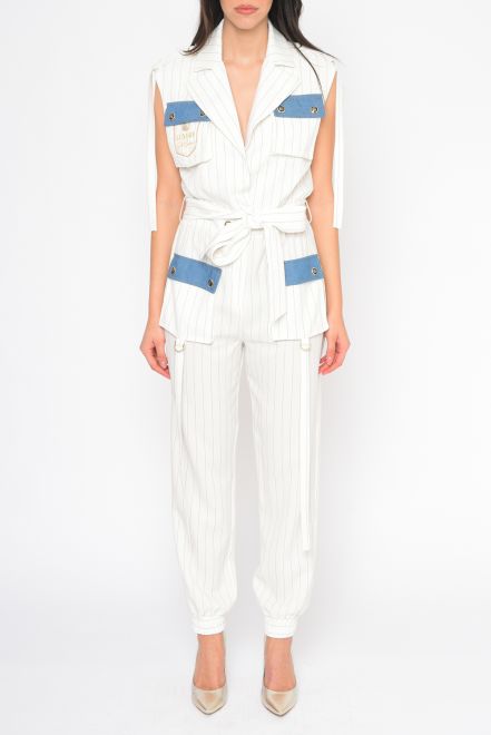 Jumpsuit with Stripes and Denim