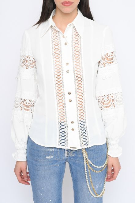 Shirt with Lace Inserts