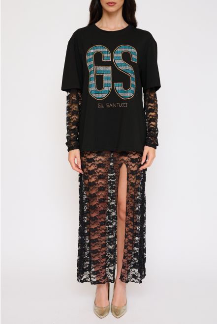 Set Maxi T-Shirt con Pizzo