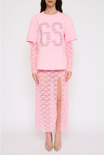 Set Maxi T-Shirt con Pizzo