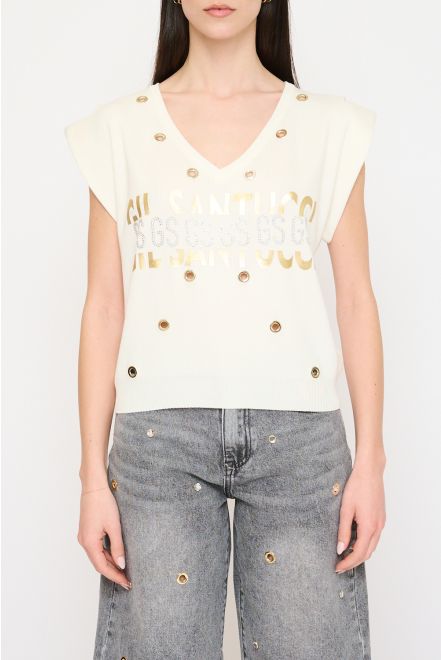 Maglia Smanicata con Borchie