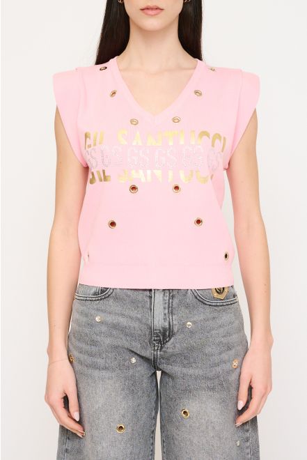 Maglia Smanicata con Borchie