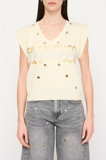 Maglia Smanicata con Borchie