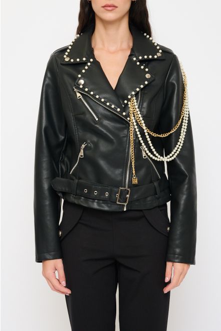 Giacca Biker con Perle