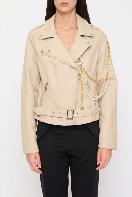 Giacca Biker con Perle
