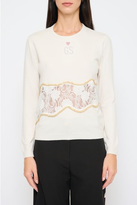 Maglia con Inserti in Pizzo