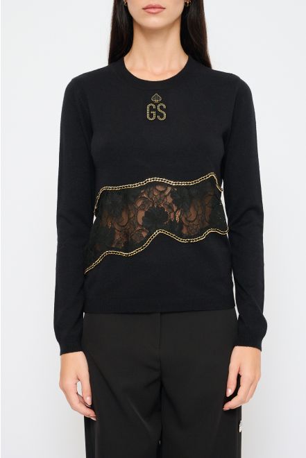 Maglia con Inserti in Pizzo