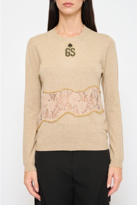 Maglia con Inserti in Pizzo
