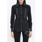 Camicia in popeline decorata con borchiette